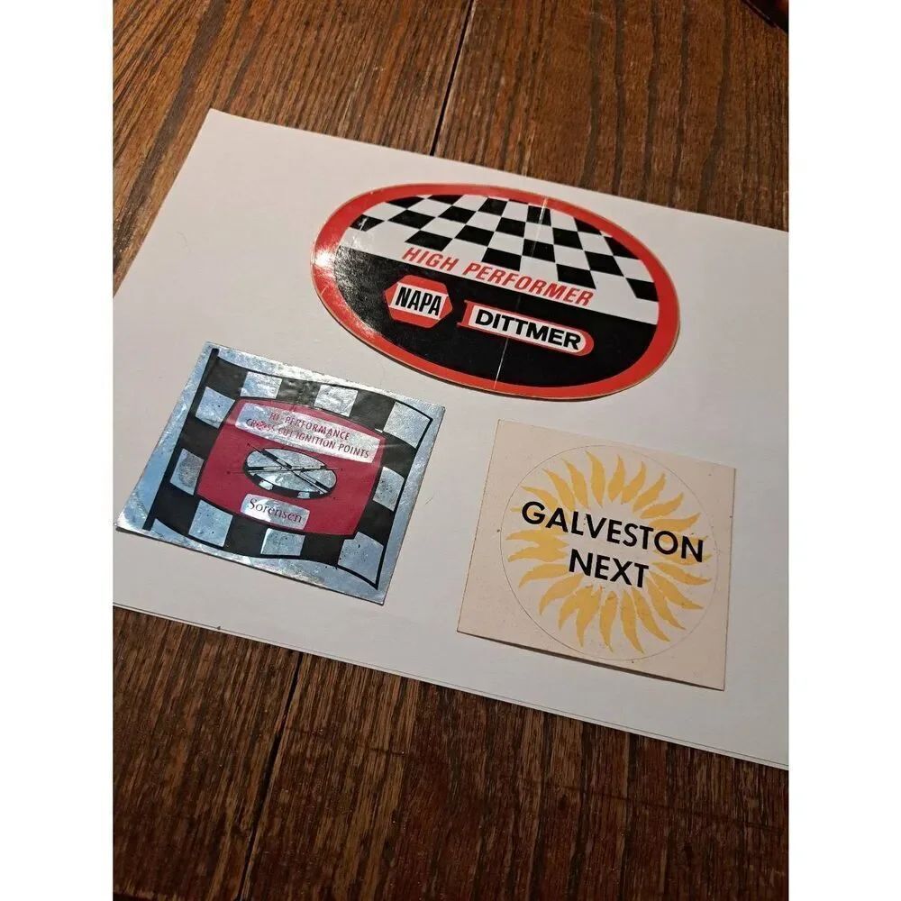 Vintage Original Lot 3 Decal Stickers Napa Dittmer Sorensen Galveston Next
